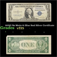 1935G No Motto $1 Blue Seal Silver Certificate Gra