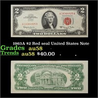 1963A $2 Red seal United States Note Grades Choice