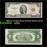 1953A $2 Red Seal United States Note Grades vf++