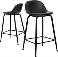 CangLong Faux Leather Counter Stool Black 2pk