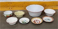 Assorted Vintage basins, pots and plates
