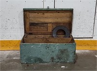 Wooden Tool Box with Assorted Tools and various