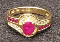 (KC) 14K Yellow Gold Ruby Ring (4.4 grams) (size