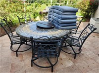 GRANITE MOSAIC TOP OUTDOOR TABLE AND 6 CHAIRS