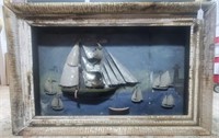 Large Antique Nautical Folk Art Diorama