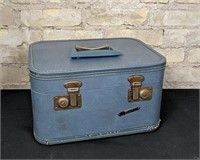 Vintage Monarch Blue Train Case Travel Suitcase