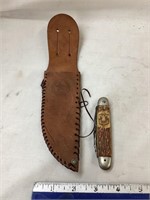Boy Scout Imperial Pocket Knife & Leather Sheath