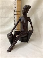 Wooden Carved Caribbean Lady, 11”T