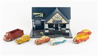 Lot of 6 Vintage Rubber Toys / Ford Garage
