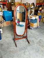 wood framed cheval mirror
