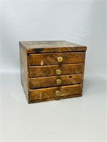 antique oak 4 drawer jewelers parts box