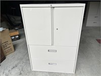 STEEL 2 DOOR CABINET WITH 2 FILE CABINET STYLE