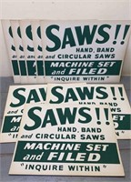 Vtg Tool Hardware Sign Lot Saws Advertising Ad