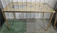 Safavieh Steel and Gold Colored Glass Leaf Table