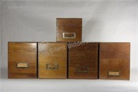 Antique Library Wood File Boxes w Dovetail Corners