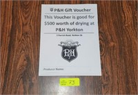 P&H Gift Voucher - $500 worth of drying at P&H