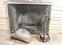 Mid Century Hammered Fireplace Set