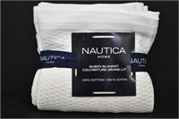 NAUTICA HOME QUEEN BLANKET - COTTON - WHITE