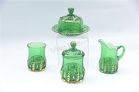 1895 Emerald Green EAPG Condiment Set