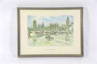 The House of Parliament Coloured Engraving Print
