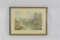 Westminister Abbey Coloured Engraving Print