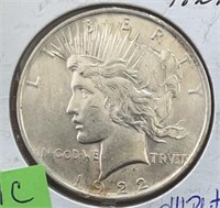 1922 Peace Silver Dollar  CHBU