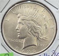 1922 Peace Silver Dollar  CHBU