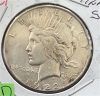 1922S Peace Silver Dollar EF