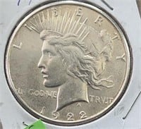 1922S Peace Silver Dollar AU