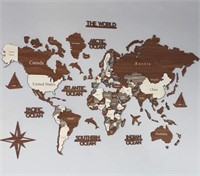 3D WOODEN WORLD MAP