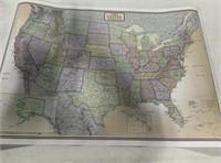 THE USA & REVERSE CANADA LAMINATED WORLD MAP A