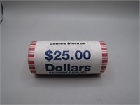 $25 Roll Total of James Monroe $1.00 Coins