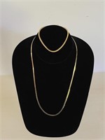 14 Karat Gold Herringbone Chain and Bracelet