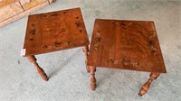 Set of 2- wooden end tables - fruit motif