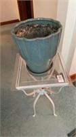 Metal & glass Plant stand & ceramic planter