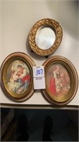2 small oval framed prints from Italy. Small oval