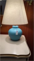 Bedroom lamp. Blue with white shade