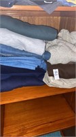 Shelf lot of men’s clothing. Sweater, sweat