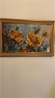 Wall Flowered print picture with gilt frame.