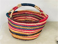 Hand woven multi color basket