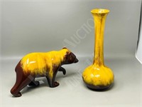 vintage pottery bear & vase