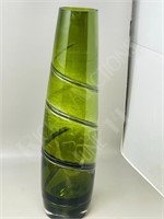 16" tall green art glass vase