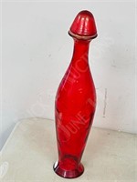 Red art glass decanter