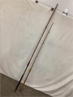 (2) Vintage Wooden Fish Poles, 77” & 63 1/2”L,