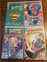 4 mint superman comics. Carded and sleeved