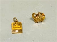 10k gold pendant & Flames pin - 2.5g