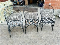 3 metal framed patio chairs