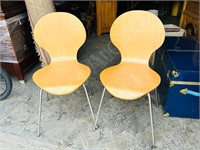 Pair of vintage bent plywood chairs