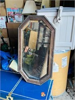 antique oak framed beveled mirror