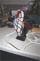 STAINED LEADED GLASS ROOSTER LAMP